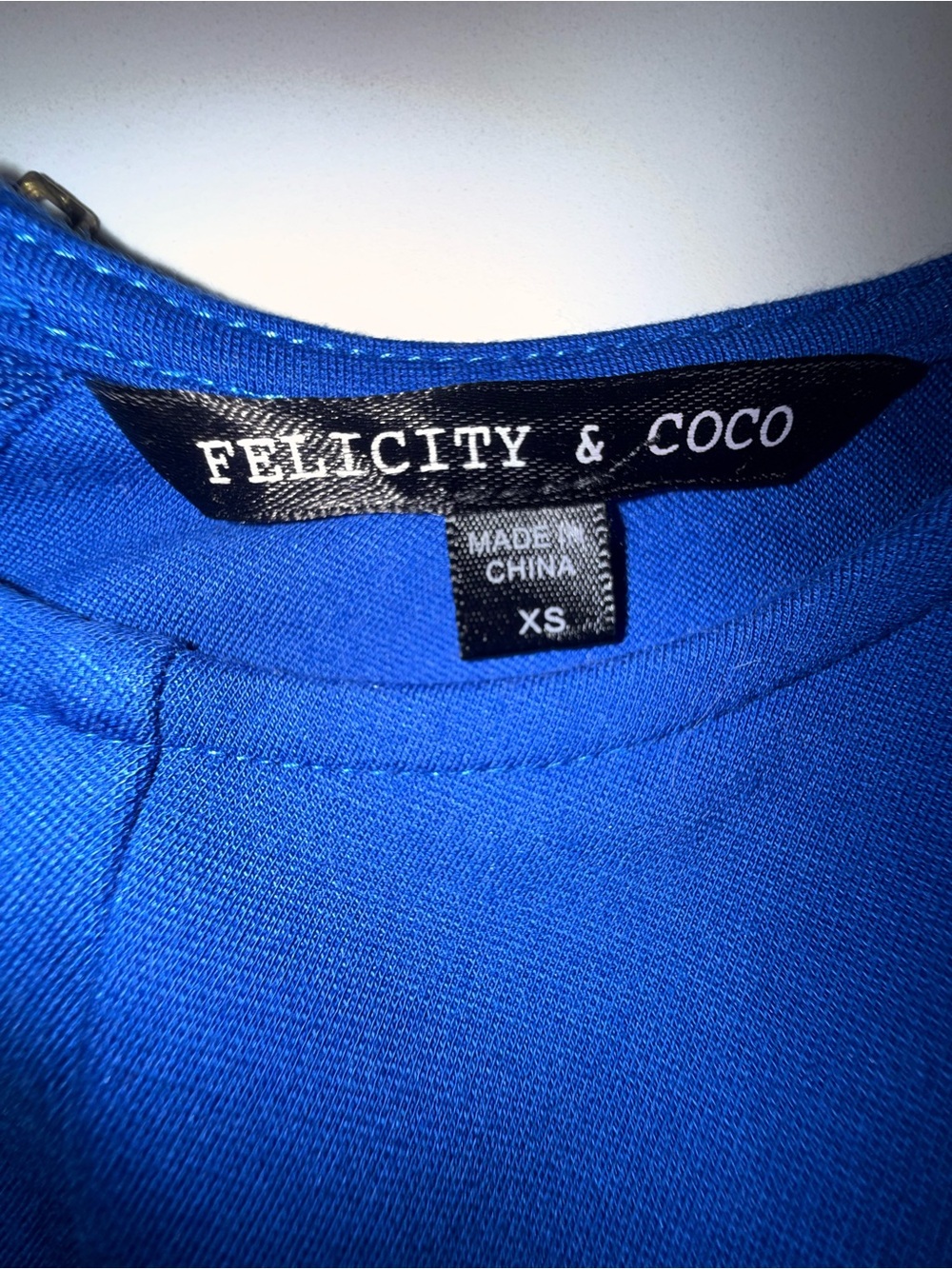 Felicity & Coco Royal Blue Bodycon Midi Dress Gold Zip Back Career Cocktail XS - Picture 6 of 7